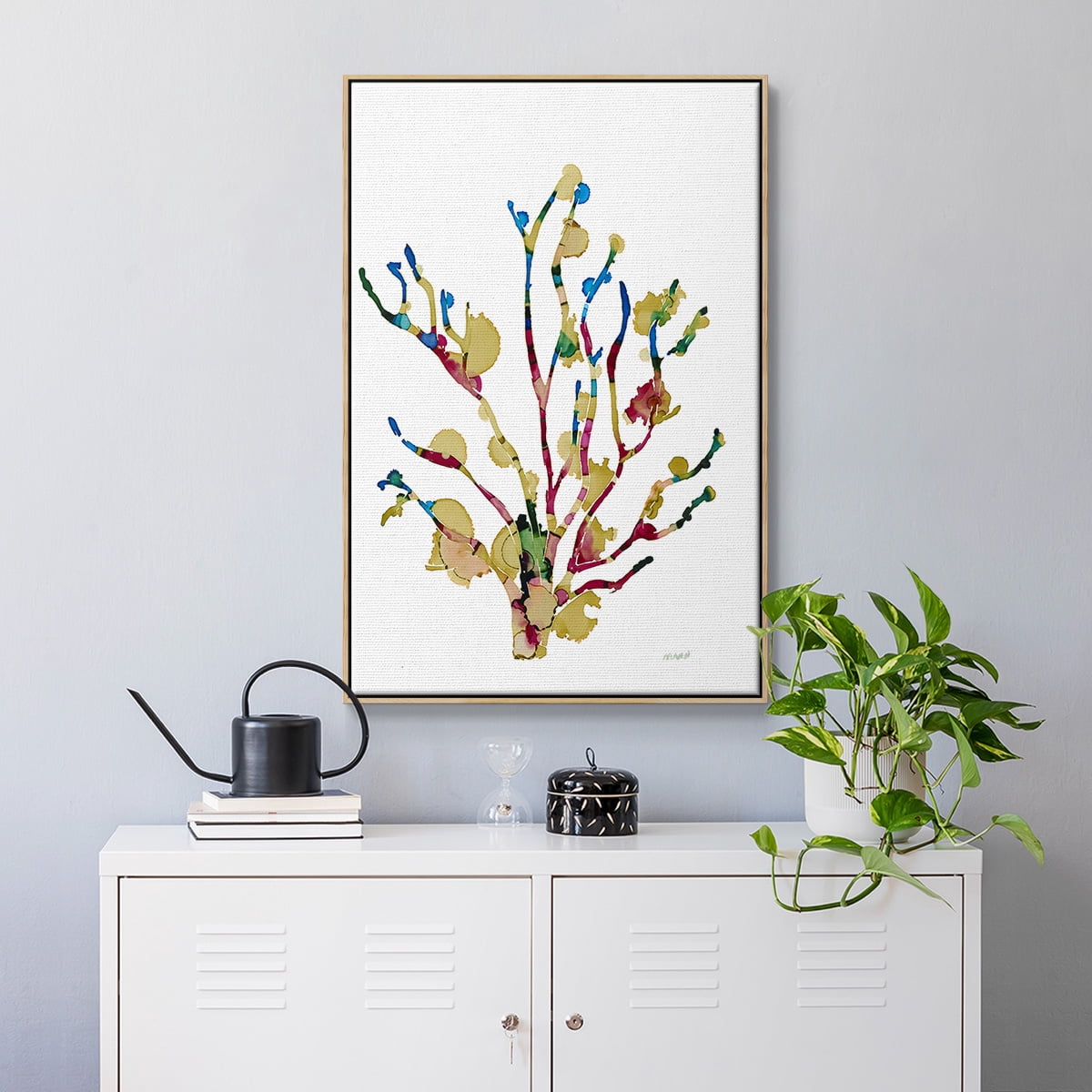 Sea Coral III Framed Premium Gallery Wrapped Canvas - Ready to Hang - 25 x 37 - Natural Wood Floating Frame