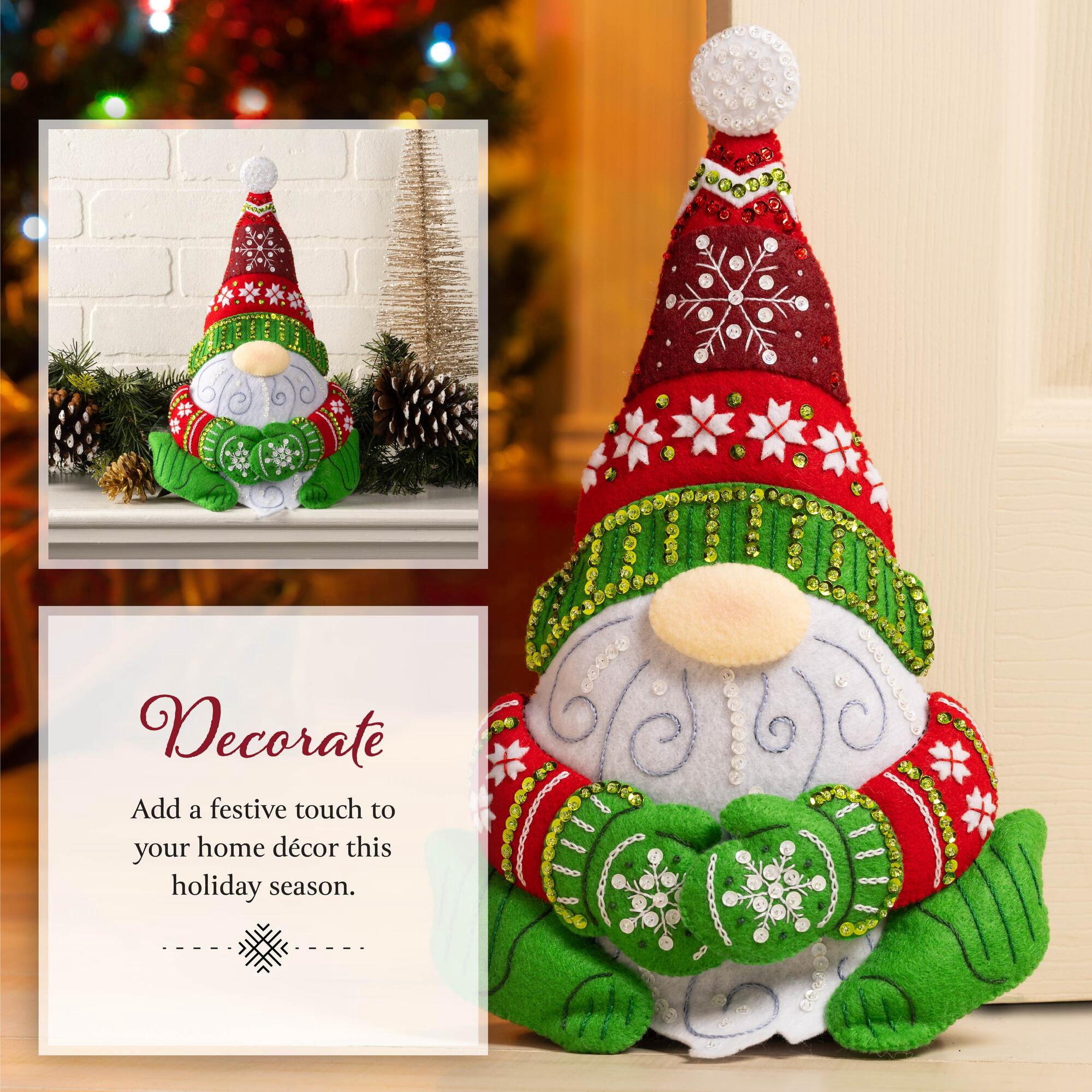 Bucilla Nordic Gnome Felt Applique Door Stopper Kit, 8.5 x 12 in
