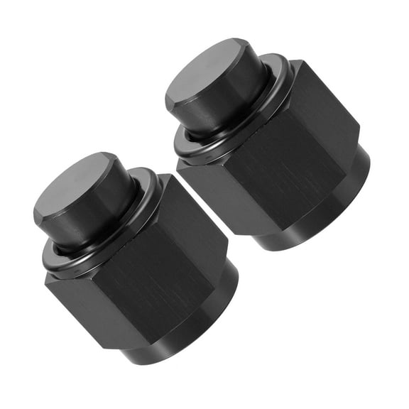 2pcs 10AN AN10 Female Thread Flare Cap Block Off Tube Fitting Plug Adapter Fuel Oil Line Adaptor Aluminum Alloy Black