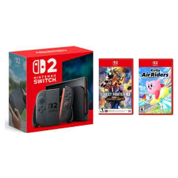 Nintendo Switch 2 Gaming Console with Street Fighter 6: Years 1-2 Fighters Edition and Kirby Air Riders Bundle