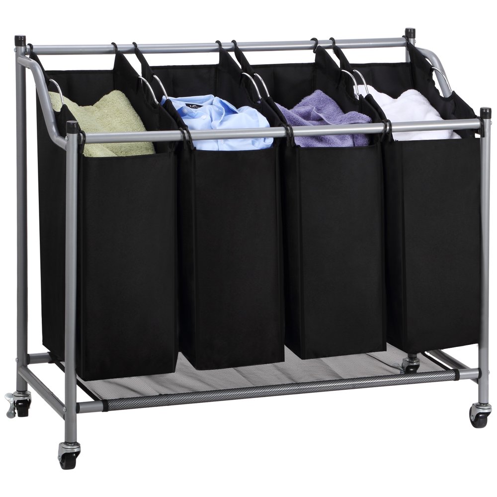 Mllieroo HeavyDuty 4Bag Rolling Laundry Sorter Storage Cart with