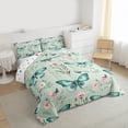 thumbnail image 3 of Homewish Teal Butterflies 3-Piece Full Size Comforter Sets for Boys Girls,Chic Flowers Bedding Comforter Set,Spring Graden Lightweight Bedding Sets,Microfiber Bedroom Decor,Reversible, 3 of 8