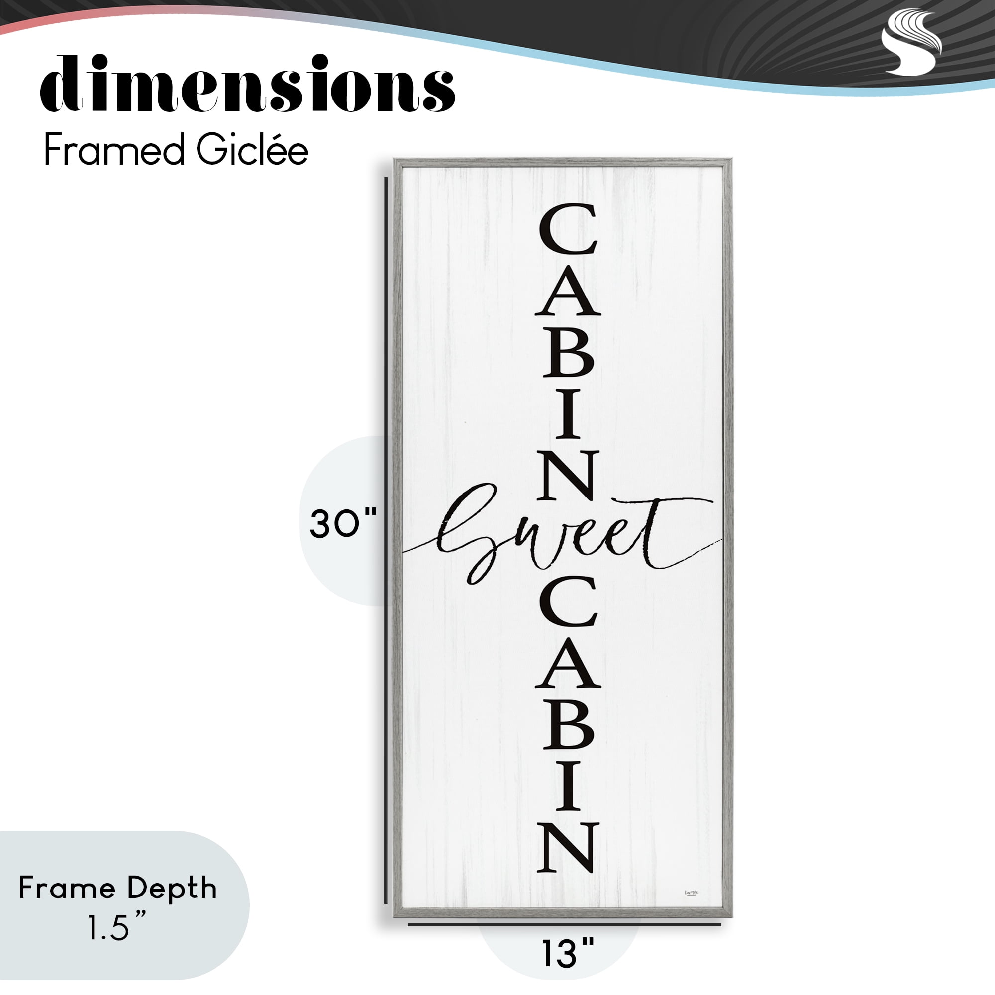 Stupell Industries Sweet Cabin Vertical Words Gray Framed Giclee Art, design by Lux + Me Designs