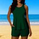 thumbnail image 2 of Conjunto de Bikini de Cintura Alta para las Mujeres Color Sólido sin Espalda Top de Hombro con la Parte Inferior de Corte Alto, Conjunto de Bikini de Corte Alto para las Mujeres, 2 of 8