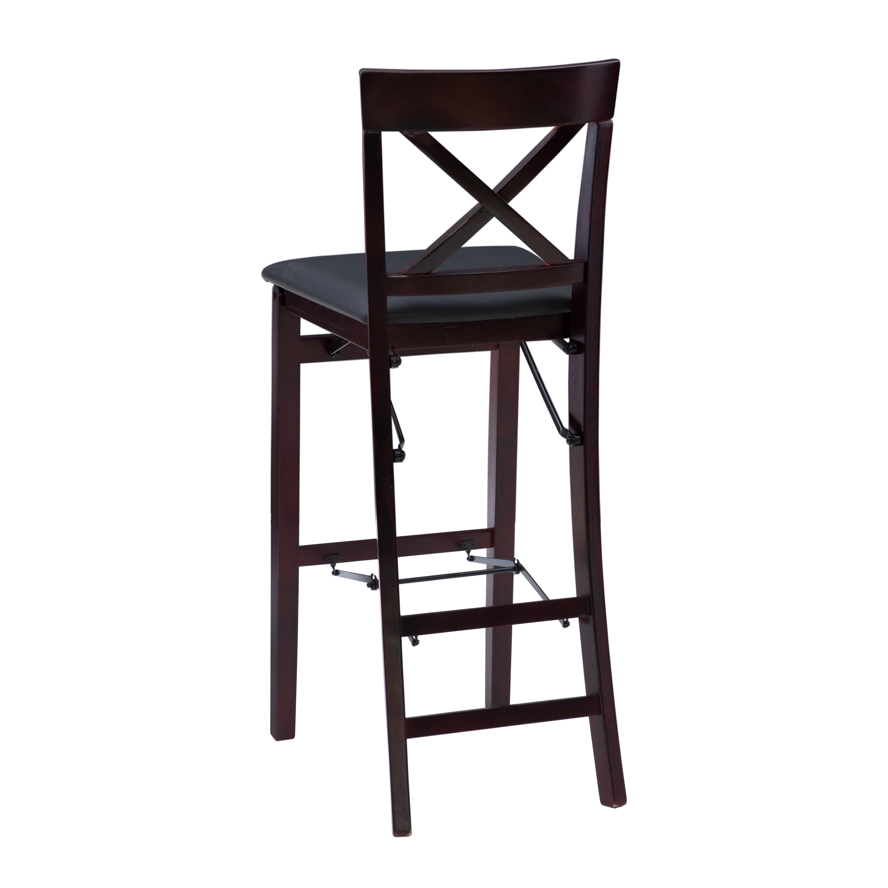 Linon Torino 30" Cross-Back Indoor Folding Wood Bar Stool, Espresso/Dark Brown