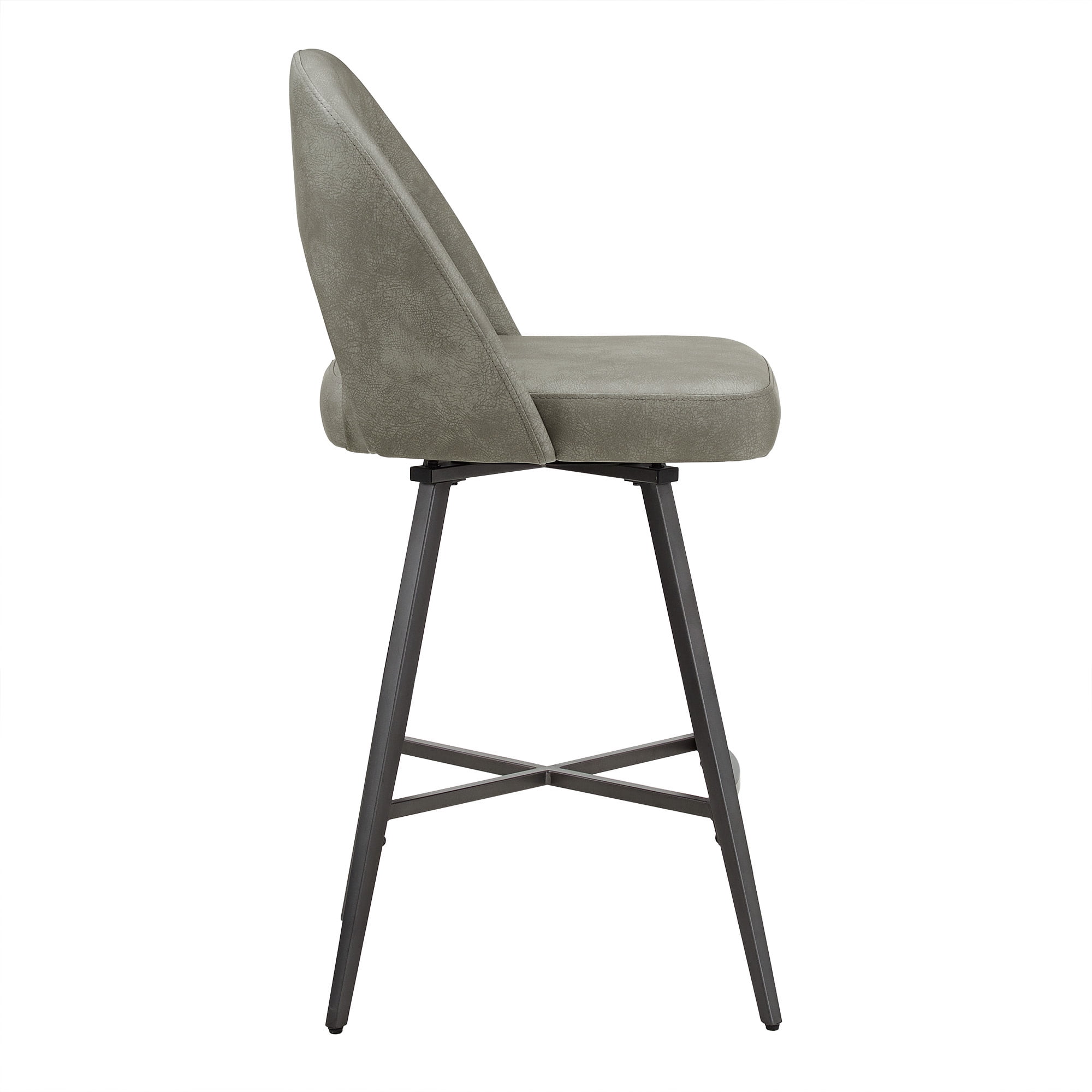 Weston Home Krista 24" Metal Swivel Mid Back Counter Stools, Set of 2, Light Grey