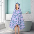 thumbnail image 6 of Purple Cartoon Narwhal Pattern Hooded Bath Towel，50"x30" for Ages 3 To 12 Kids, Quick Dry Lightweight Soft Microfiber Hood Beach Towel Cover Up for Kids, 6 of 7