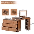 thumbnail image 3 of Aukfa Vanity Desk with Mirror,Flip-Top Tabletop & 7 Drawers, Corner Vanity Set, Walnut, 3 of 9