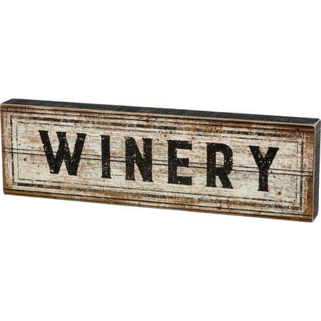 Winery Black and White Wood Box Sign 20 Inches