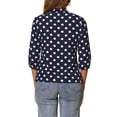 thumbnail image 3 of Blusa de cuello con lazo y puños elásticos impresos para mujer INSPIRE CHIC en azul marino, 3 of 5