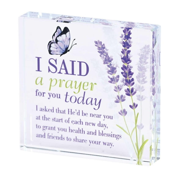 Dicksons I Said A Prayer For You Today, Purple 3 x 3 Inch Glass Tabletop Sign Plaque,