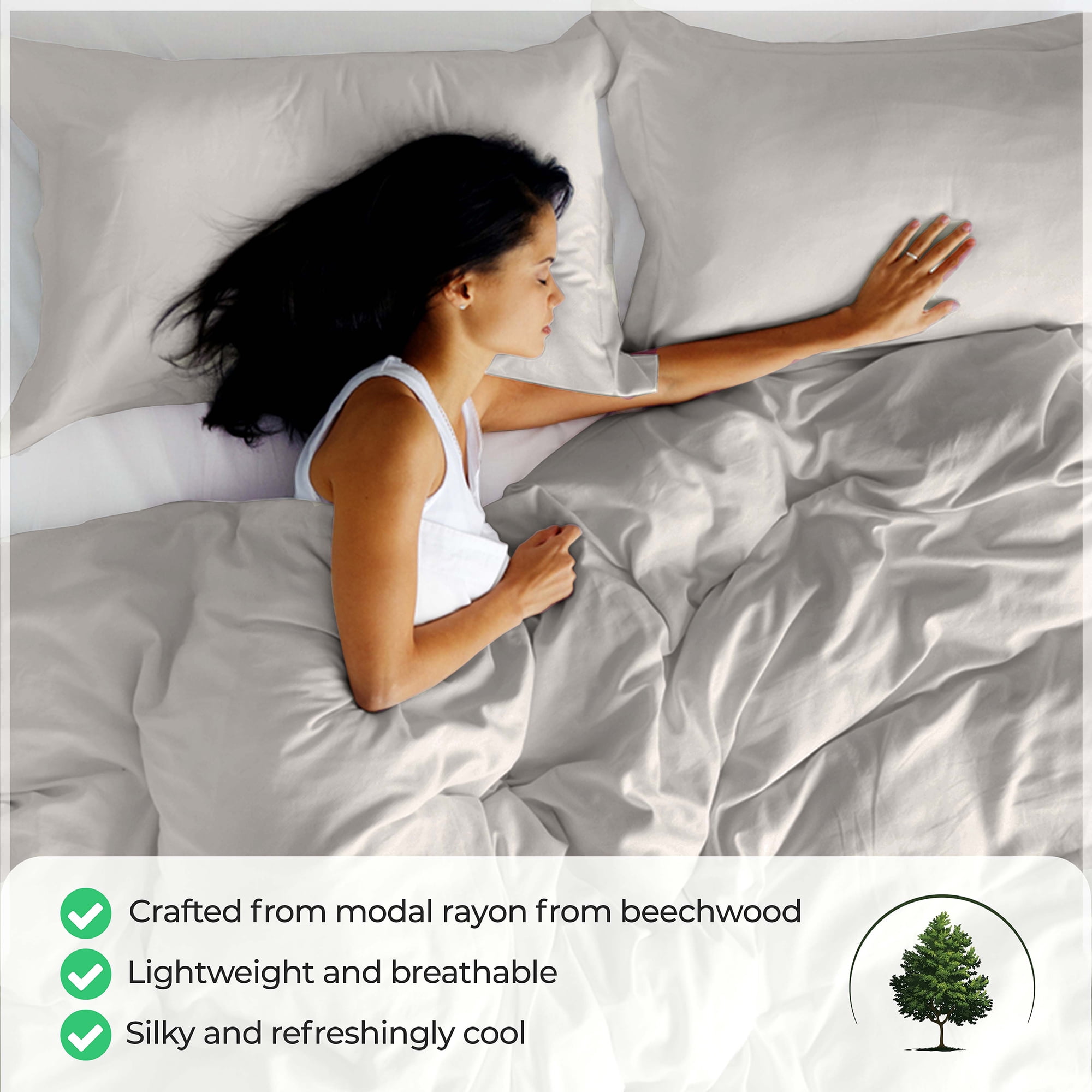 Superior Modal From Beechwood 400TC Grey Duvet Cover Set, Full/ Queen