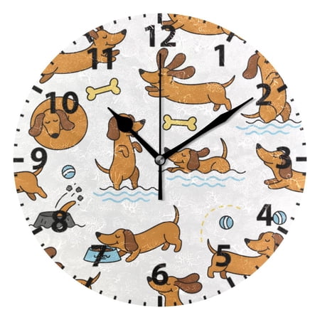 Dutchshunds Dog Wall Clock 10in Round Artistic Oil Painting Home Decor Desk Table Clock