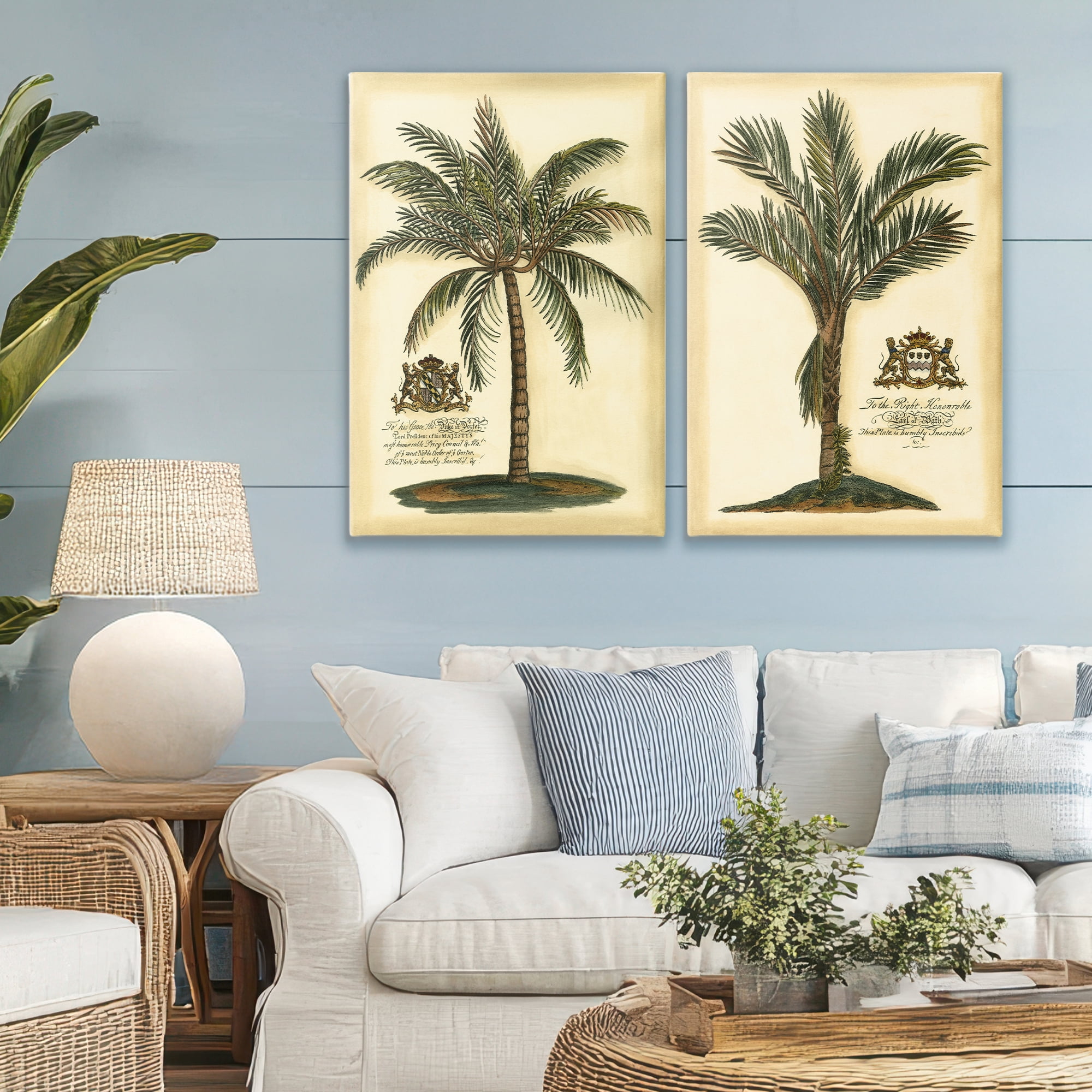 Stupell Industries Vintage Historical Palms 2 Piece Canvas Wall Art Set, design by Vision Studio