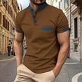 thumbnail image 2 of Golf Polos for Men Print Performance Quick Dry Men Polo Shirt Brown Business Casual Short Sleeve Shirt Loose Fit Golf Vacation Shirt, 2 of 4