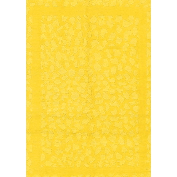 Ahgly Company Machine Washable Indoor Rectangle Solid Yellow Modern Area Rugs, 5' x 7'