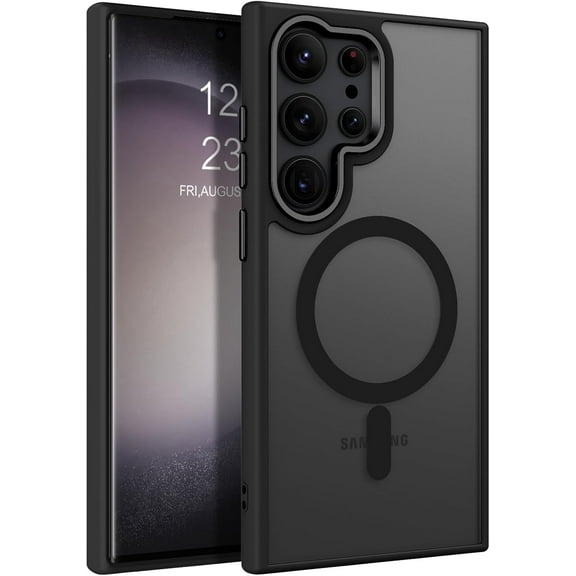 for Samsung Galaxy S24 Ultra Case, Phone Case for Galaxy S24 Ultra [Compatible with Magsafe] Magnetic Translucent Matte Shockproof Protective Cover -Black