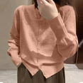 thumbnail image 3 of Womens Long Sleeve Sweater Cardigan Light Weight Slouchy Fall Sweater Button Open Front Cardigan Casual Trendy Clothes Pink, Free Size, 3 of 5