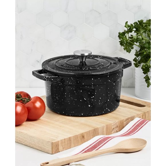 Martha Stewart Collection Enameled Cast Iron Speckled 4-Qt. Dutch Ovens, Black