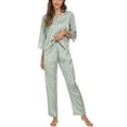 thumbnail image 2 of Unique Bargains Womens Floral Button Down Shirt Shorts Satin 2pcs Pajama Sleepwear Sets, 2 of 5