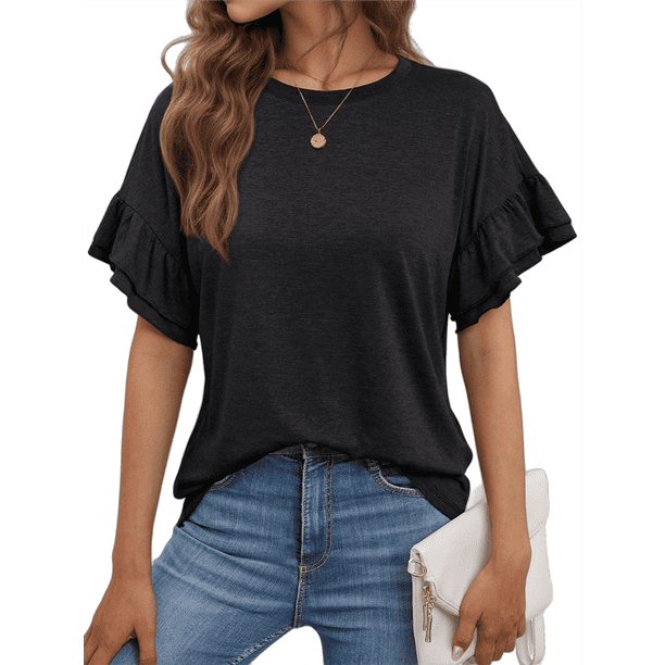 Tops de Corta para Mujer, Negros, Talla XXL