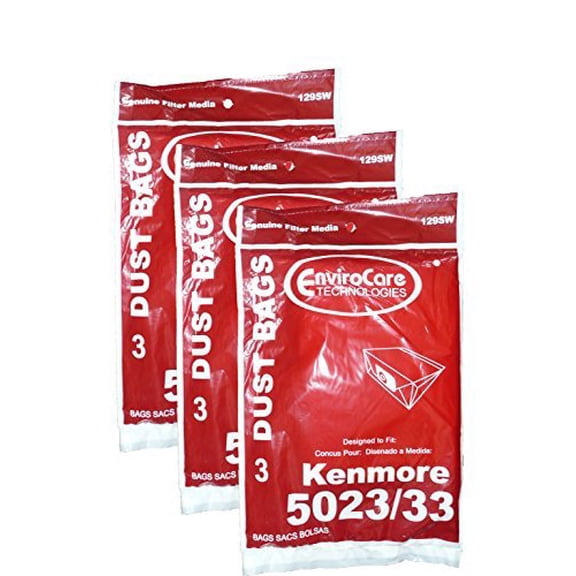 9 EnviroCare Kenmore Sears Allergy Vacuum Bag, Canister Vacuum Cleaners, 5023-5033 Bag Changed to Kenmore Type E for Manufacture M Vacuum Cleaner Bags