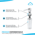 thumbnail image 5 of KBFmore 350 ml Square Stainless Steel Polished Chrome Finish Kitchen Soap or Lotion Dispenser with 360 Degree Swivel Spout, 5 of 9