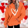 thumbnail image 2 of Penkiiy Sweat à Capuche Imprimé Col Rond pour Femmes, Manches Longues, 3TG Orange, 2 of 5