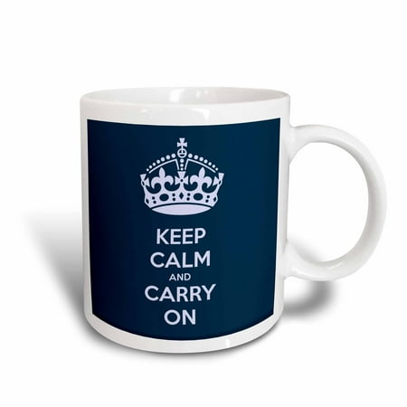 - 3dRose Keep calm and carry on. Navy., Ceramic Mug, 11-ounce
