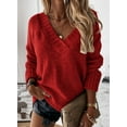 thumbnail image 4 of HOTAPEI V Neck Sweaters for Women Loose Casual Long Sleeve Pullover Sweater Solid Color Knitted Top, 4 of 6