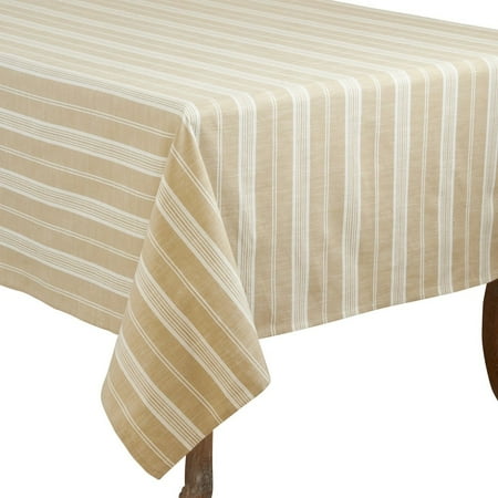

Fennco Styles Neutral Classic Multi Striped 100% Cotton Tablecloth 65x104 Inch Khaki