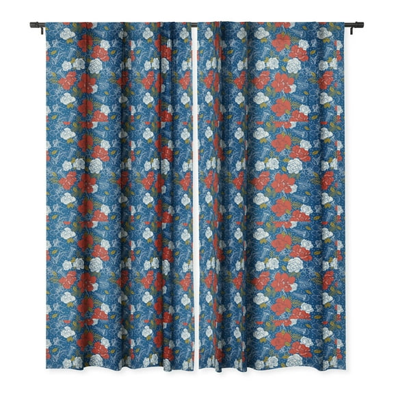 Society6 Marta Barragan Camarasa Flowers in the Ocean Single Panel Room Darkening Window Curtain 50" x 84"
