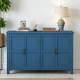 thumbnail image 2 of GZXS Vintage Buffet Cabinet with Pine Legs, Adjustable Shelves & Vintage Metal Handles, 4-Door Sideboard, 51"L x 15.5"W x 34.2"H, Navy Blue, 2 of 8