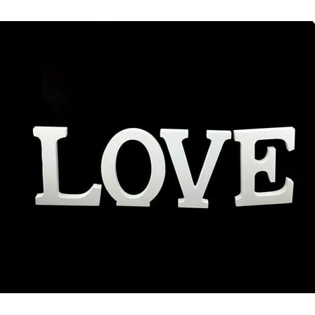 WHAMVOX LOVE Wooden Letters Wedding Decoration Wedding Present (White)