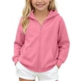 thumbnail image 3 of Children's Jackets Dqueduo Children's Winter Solid Color Full Zip Hooded Fleece Lined Sweatshirt Coat Jacket Pink 9-10 Years, 3 of 10