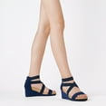 thumbnail image 6 of Dream Pairs Women's Elastic Ankle Strap Sandals Wedge Open Toe Platform Sandals Nini-3 Navy Size 10, 6 of 7
