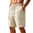 thumbnail image 2 of Quick Dry Athletic Shorts Men's Solid Color Casual Sports Elastic Waist Drawstring Pocket Shorts Khaki L, 2 of 9