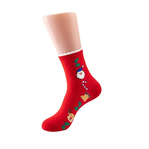 Warm Christmas Fashion Windproof Printing Mid Tube Socks Long Tube Cotton Sports Socks Sock Red