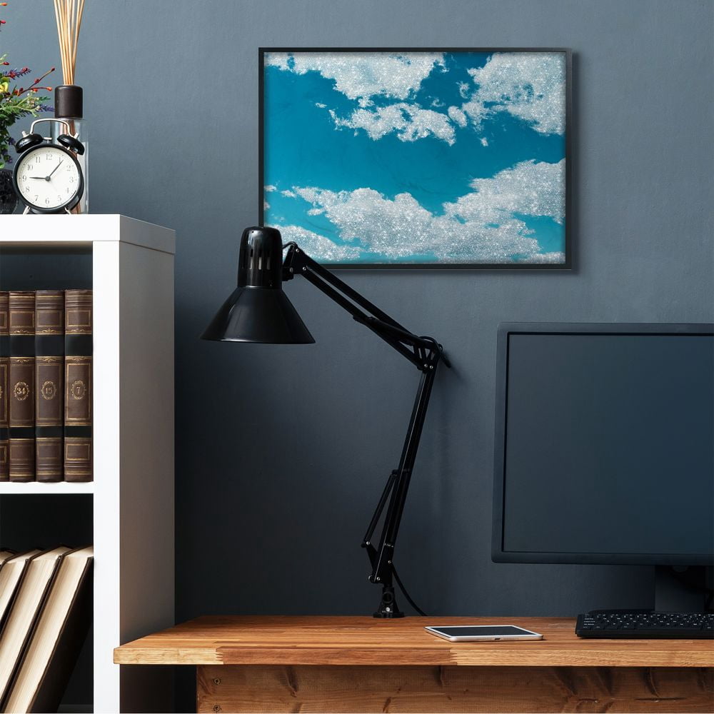 Stupell Industries Glam Sparkle Clouds across Blue Sky Glitz Framed Wall Art Design by Ziwei Li, 24" x 30", Black Framed