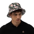 thumbnail image 5 of Yiaed Rose Flowers Print Reflective Stripe Bucket Hat Unisex Funny Outdoor Fisherman Cap Beach Sun Hat, 5 of 5