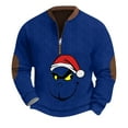 thumbnail image 4 of Men Winter Christmas Sweater Long Sleeve Pullover Quarter Zip A-Blue L 9, 4 of 4