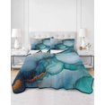 thumbnail image 3 of Teal Blue Marble Twin Size Down Alternative Comforter, Lightweight Comforter Quilt Bedding Set with Pillow Shams Abstract Artwork Aesthetic All Seasons Bed Comforter Duvet Insert 68"x86", 3 of 7