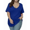 thumbnail image 3 of Gocolloa Womens Plus Size Tops Summer Basic Short Sleeve T-shirts Dressy Casual Loose Top Tee Blue 2X, 3 of 6