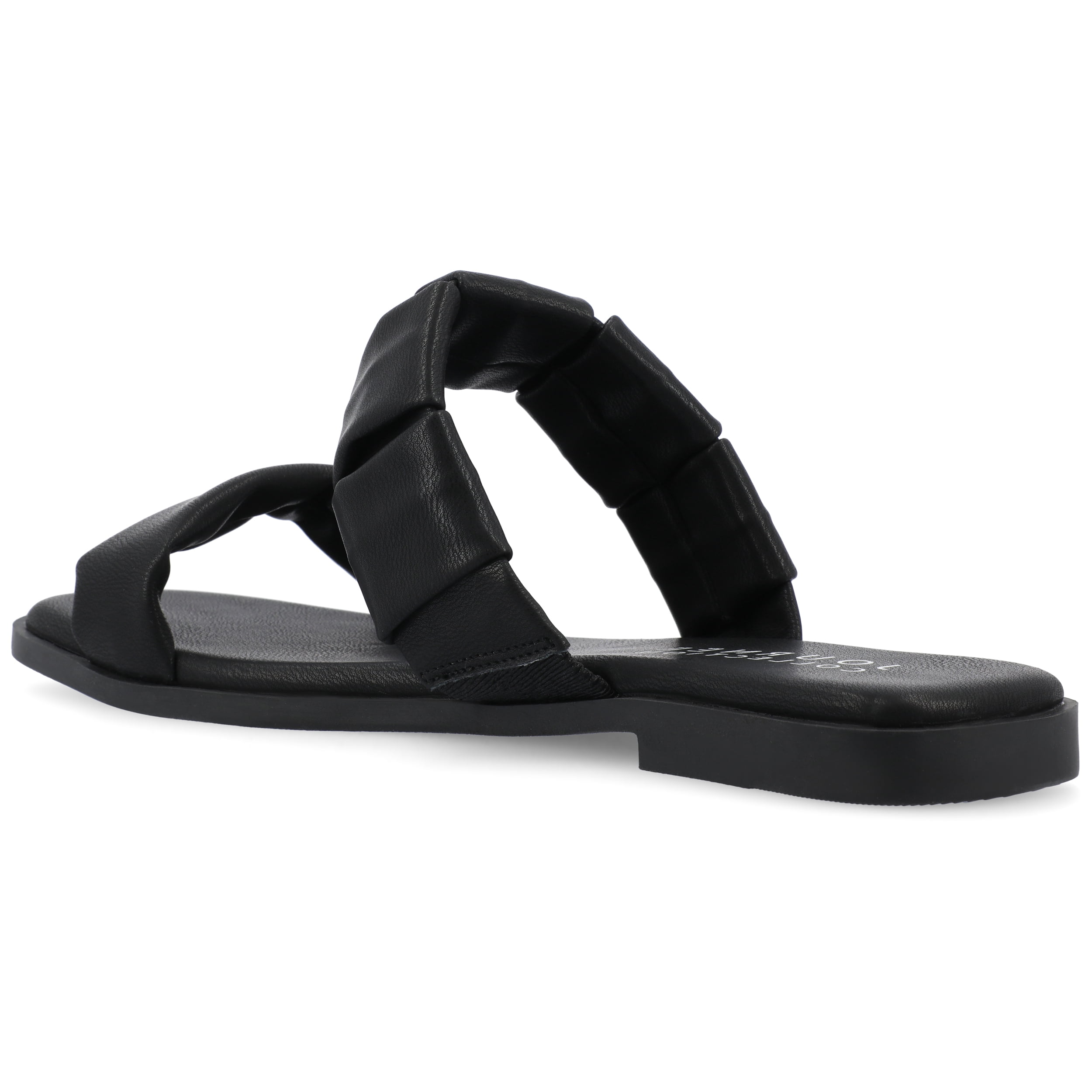 Journee Womens Pegie Slip On Faux Leather Flat Sandals