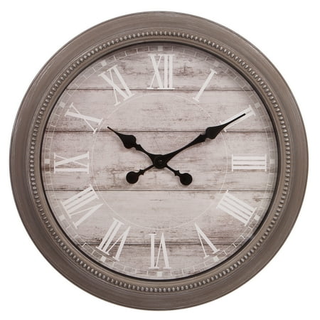 Patton Wall Decor 22 Inch Rustic Clock In Distressed Taupe Patton Wall Decor 22 Inch Rustic Clock In Distressed Taupe