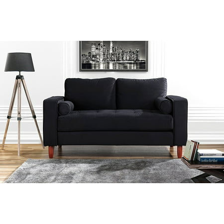 Couch for Living Room, Tufted Velvet Fabric Sofa with Back Cushions, Tufted Bottom and 2 extra cushions (Best Extra Wide Couches)