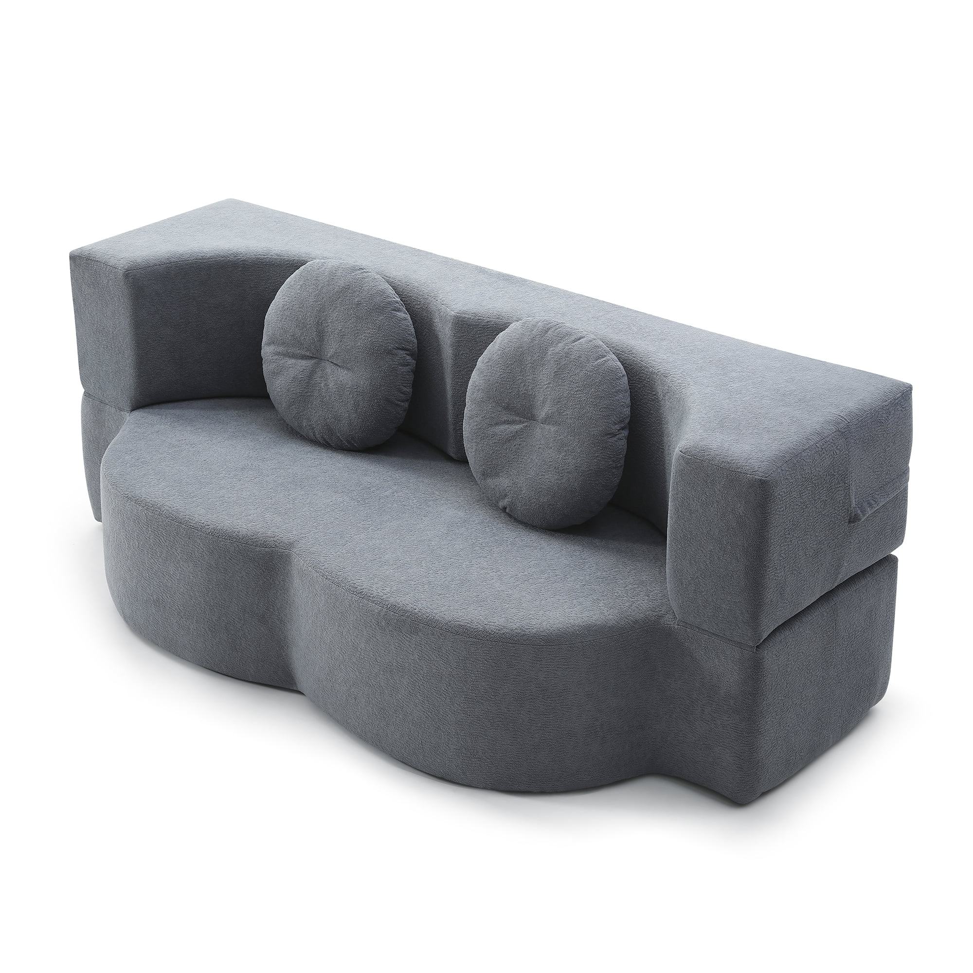 Leumius 2-in-1 Folding Sofa Bed with Pillow,Twin Sleeper Sofa,Floor & Futon Loveseat Couch,Foam Folding Mattress Sleeper for Living Room,Office,Apartment,Grey