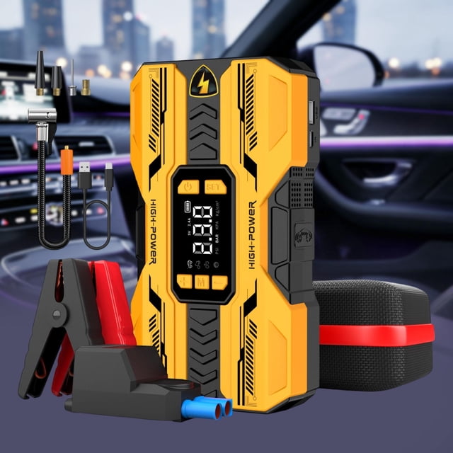 Arrancador amarillo con luz, repuestos, accesorios multifuncionales, para vehículos agrícolas, camiones y furgonetas.
