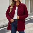 thumbnail image 6 of Women Waffle Knit Shacket Sevevn Point Collar Button Down Oversized Fit Textured Waffle Fabric Dual Chest Pockets Long Sleeve Outerwear For Daily Casual Wear, 6 of 8