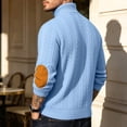 thumbnail image 3 of Gamivast Men's Button Neck Pullover Sweater Soft Cable Knit Long Sleeve Mock Neck Top with Elbow Patches Ribbed Cuffs Regular Fit for Casual Work Travel Fall and Winter Sky Blue M, 3 of 4